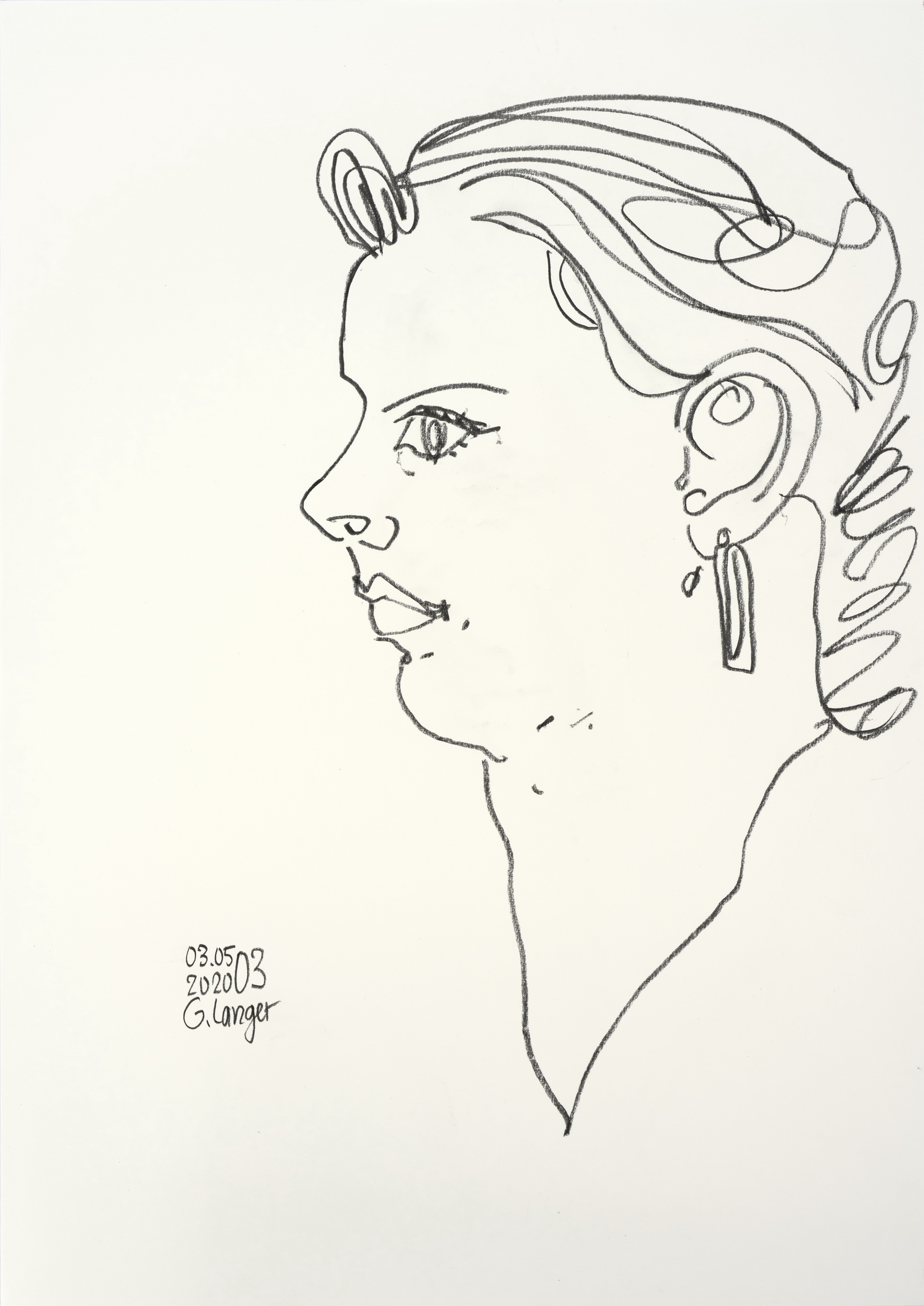 Gunter Langer, Junge Frau, Portrait, 2020, Zeichenpapier, 59 x 42 cm